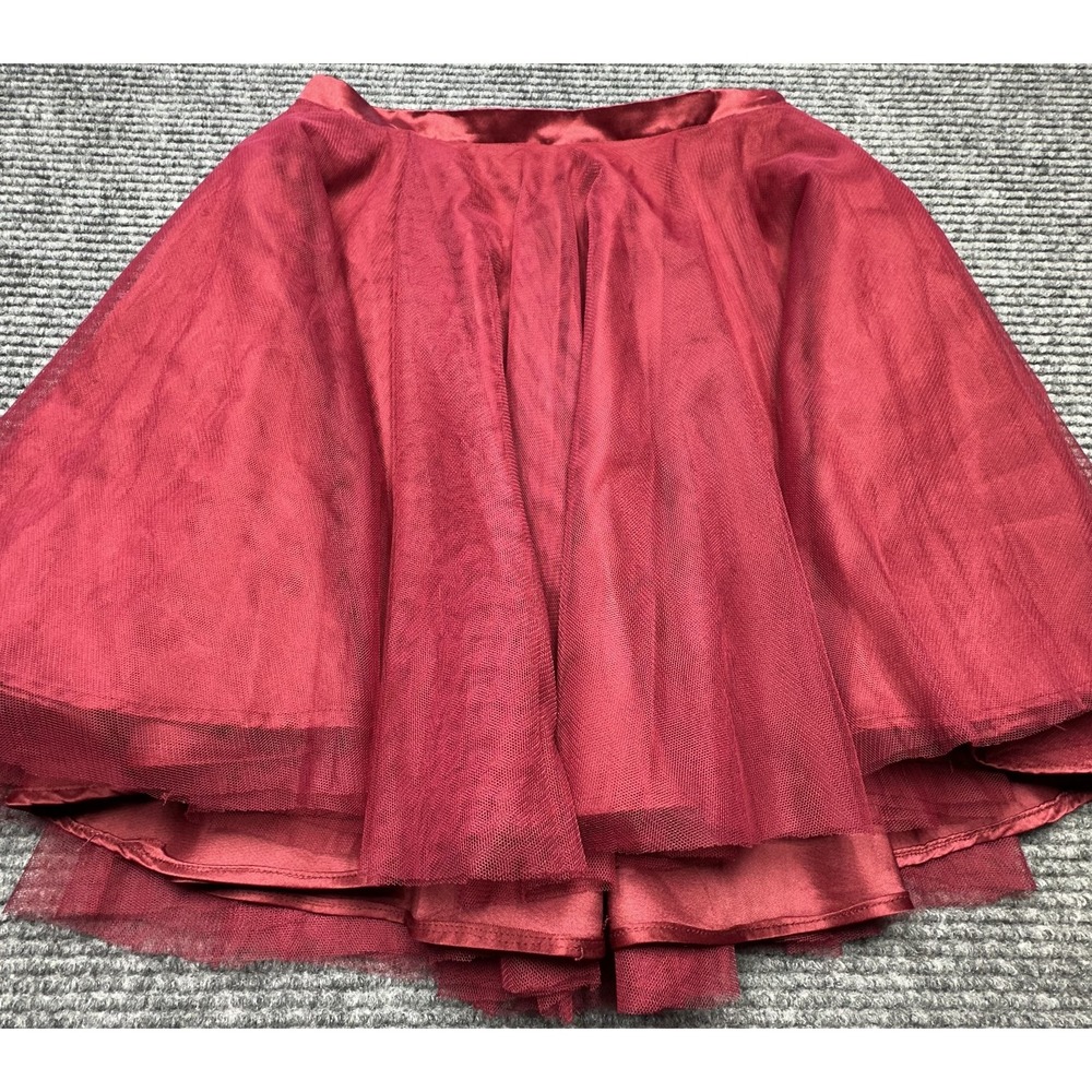 JJ's House Skirt Womens Medium‎ Burgundy Tulle Layered Formal Party Mesh Midi